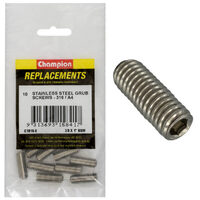 Champion C1816-8 3/8 x 1" BSW Stainless Grub Screw - 10/Pack