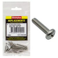 Champion C1860-4 Round Head Machine Screw 5/32 x 1-1/4" Stainless - 15/Pack