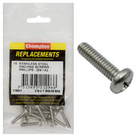 Champion C1860-6 Round Head Machine Screw 3/16 x 1" Stainless - 15/Pack