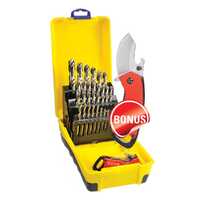 Bordo 2007-M3-C18 25 Piece 1-13mm Bright HSS Jobber Drill Set Bonus Stubbie Folding Knife