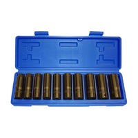 Trax AD-411SB 1/2" Deep Imperial Impact Socket Set, 10pieces