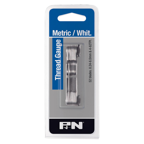 P&N 268MW0052 Workshop Thread Gauge Metric/Whit 0.25 - 6.0mm & 4-62 TPI 52 Blades Bright