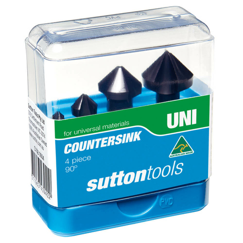 Sutton C1080004 90° Countersink Set 4 piece Three Flute DIN - Cobalt TiAlN