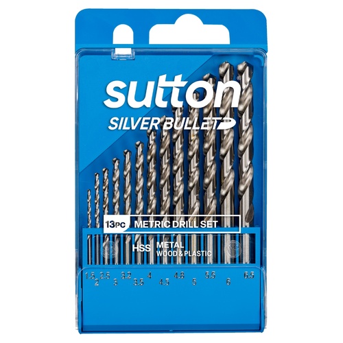 Sutton D101SM1 13 piece Silver Bullet Jobber Metric Drill Set HSS