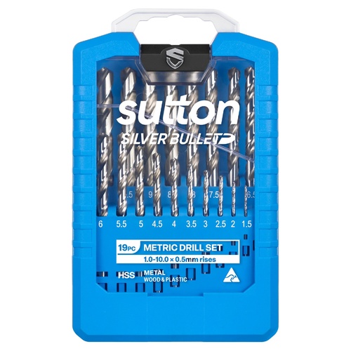Sutton D101SM2 19 piece Silver Bullet Jobber Metric Drill Set HSS