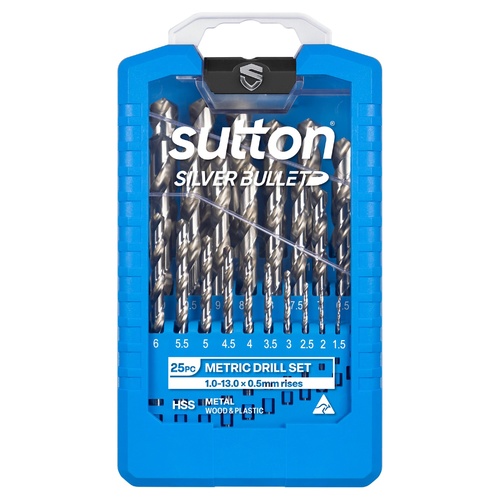 Sutton D101SM3 25 piece Silver Bullet Jobber Metric Drill Set HSS