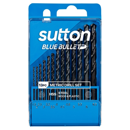 Sutton D102SM1 13 piece Blue Bullet Metric Jobber Drill Set HSS