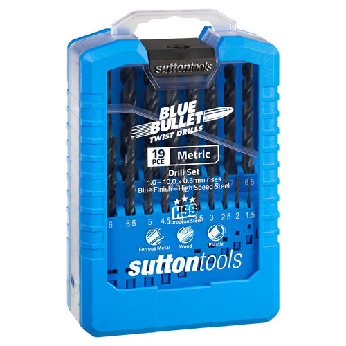 Sutton D102SM2 19 piece Blue Bullet Metric Jobber Drill Set HSS