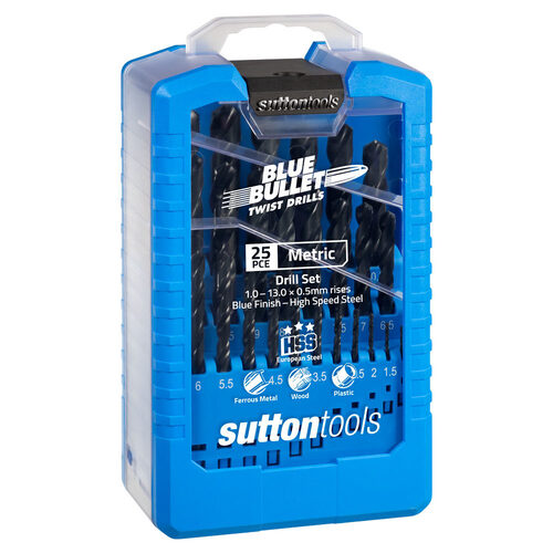 Sutton D102SM3 25 piece Blue Bullet Metric Jobber Drill Set HSS