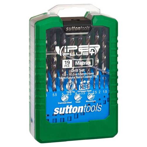Sutton D179SM2 19 piece Viper Plus Jobber Metric Drill Set HSS TiAlN