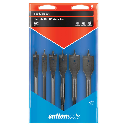 Sutton D501SS6W Spade Bit Set 6 piece - Vinyl Case - Carbon Steel