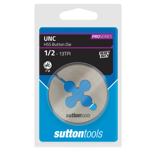 Sutton M5621270 UNC 1/2" x 13 TPI - 2" OD Button Die - HSS - Pro Series