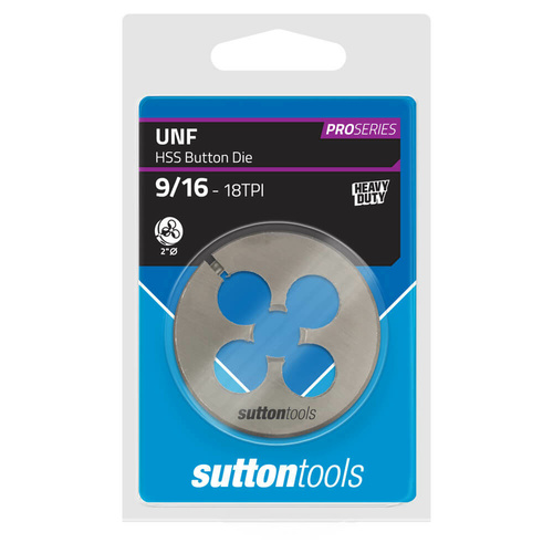 Sutton M5651429 UNF 9/16" x 18 TPI - 2" OD Button Die - HSS - Pro Series