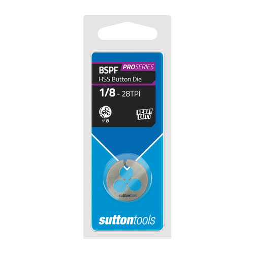 Sutton M5690973 BSPF 1/8" x 28 TPI - 1" OD Button Die - HSS - Pro Series