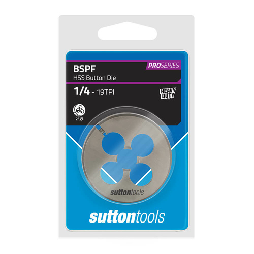 Sutton M5701316 BSPF 1/4" x 19 TPI - 2" OD Button Die - HSS - Pro Series
