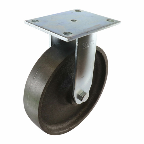200mm Fixed Plate Castor - Cast Iron Wheel TG