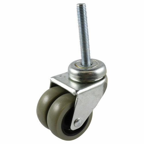 50mm Swivel Stem Castor - Rubber Twin Wheel Grey G2