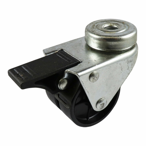 50mm Swivel Bolt Hole Castor with Brake - Nylon Twin Wheel Black G2