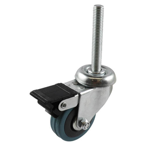50mm Swivel Stem Castor with Brake - Rubber Wheel Grey G1