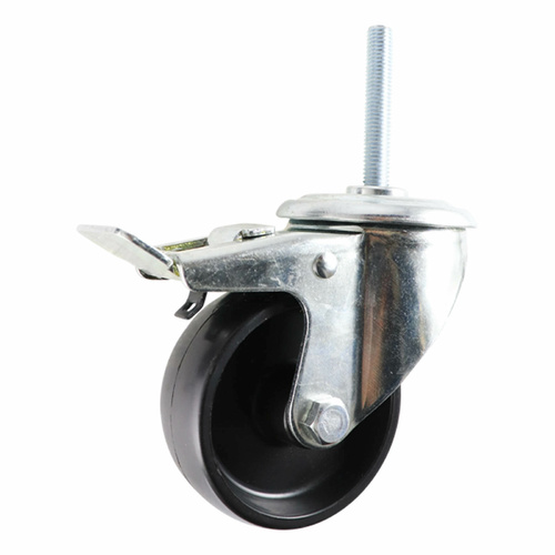 80mm Swivel Stem Castor with Brake - Polypropylene Wheel Black I4