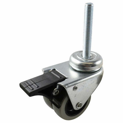 50mm Swivel Stem Castor with Brake - Rubber Twin Wheel Grey G2