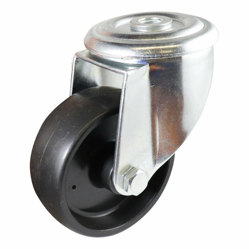 80mm Swivel Bolt Hole Castor - Polypropylene Wheel Black I4