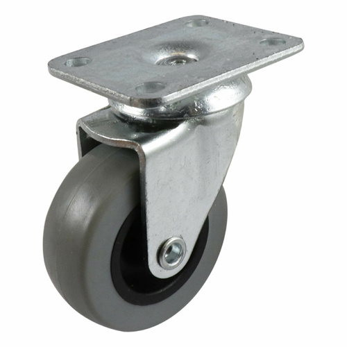 50mm Swivel Plate Castor - Rubber Wheel Grey G1