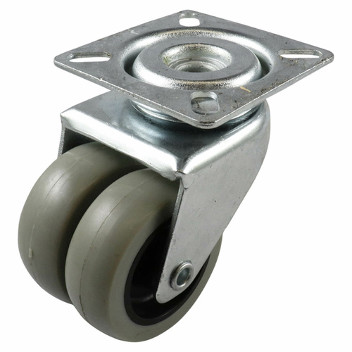 50mm Swivel Bolt Hole Castor - Rubber Wheel Grey G1