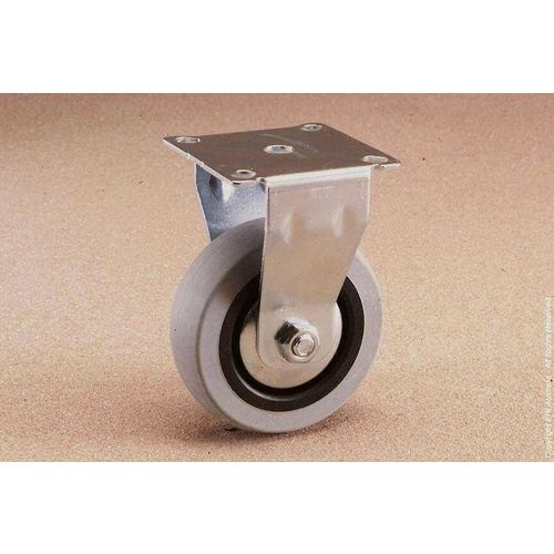 75mm Fixed Plate Castor - Rubber Wheel Grey G1