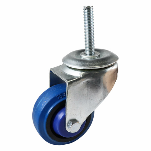 75mm Swivel Stem Castor - Elastic Rubber Wheel Blue I6