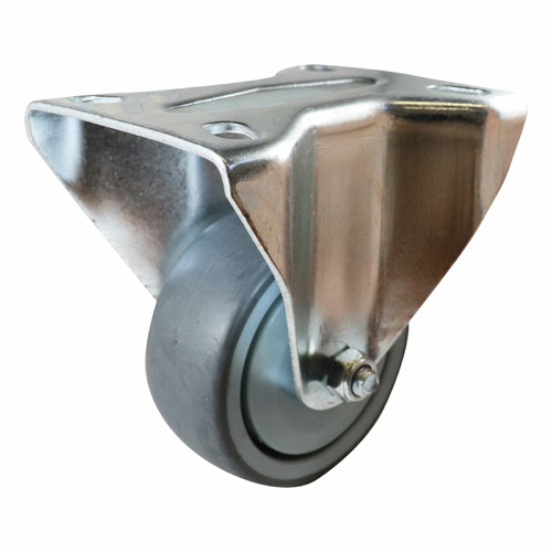 80mm Fixed Plate Castor - Rubber Wheel Grey I4