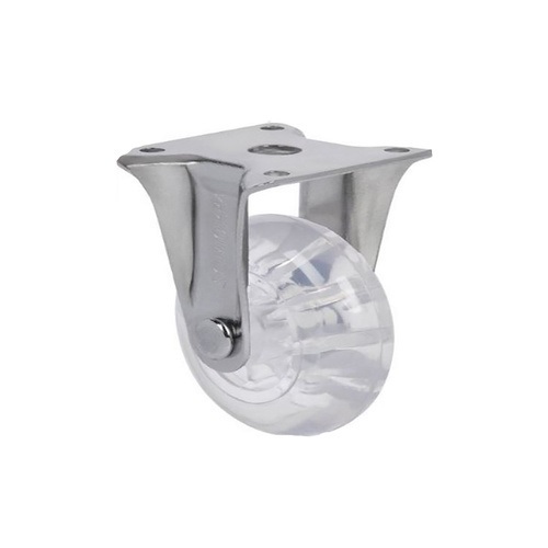 50mm Fixed Plate Castor - Polycarbonate Wheel Transparent