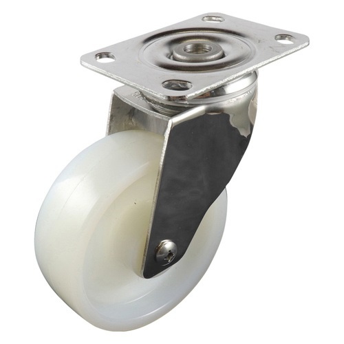 75mm Stainless Swivel Plate Castor - Nylon Wheel White G7