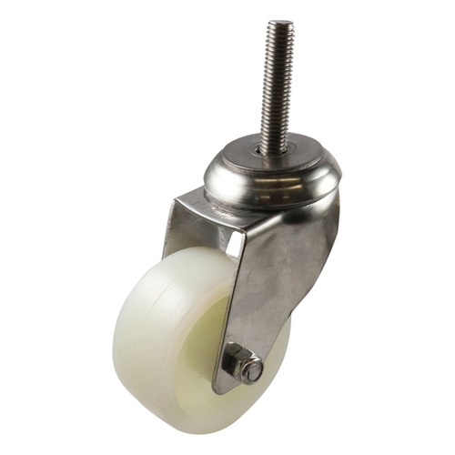 75mm Stainless Swivel Stem Castor - Nylon Wheel White G7