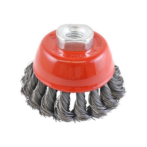 Twist Knot Cup Brush- Rocket,  Steel  75mm x M10
