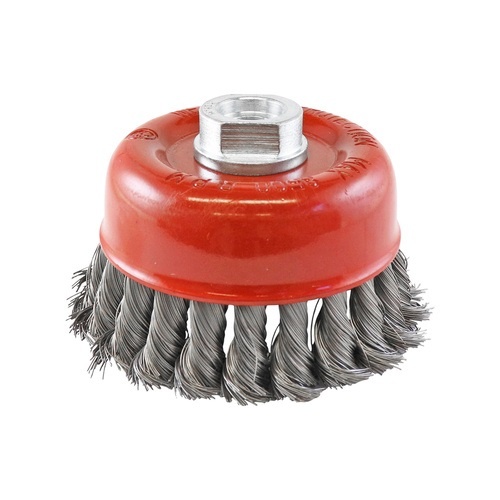 Twist Knot Cup Brush- Rocket,  Steel  90mm x M14