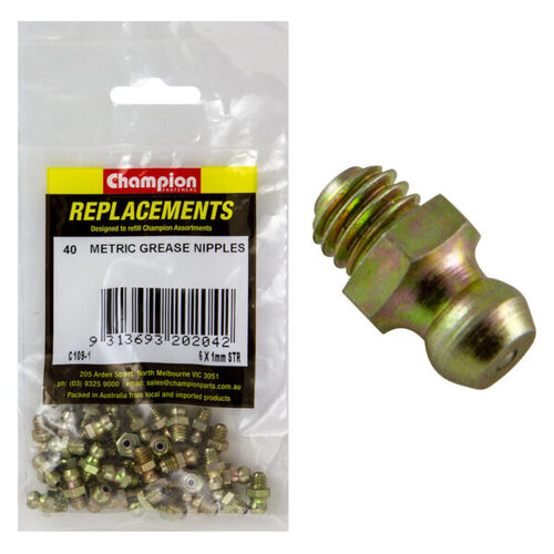 Champion C109-1 Grease Nipple Refill 6 x 1mm Straight - 40/Pack