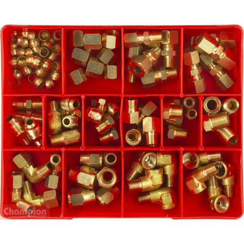 Champion CA132 Brass Fitting (Fuel + Brake Line) Assortment Kit - 111 Pcs