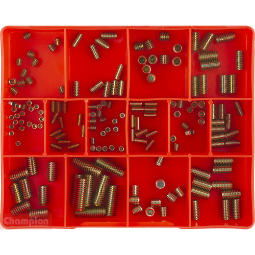 Champion CA1416 Grub Screw BSW & Metric Assortment Kit, 164 Pieces