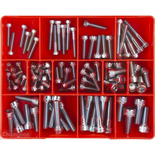 Champion CA1417 Socket Head Cap Screw Metric M5 to M10 Assortment Kit, 90Pcs
