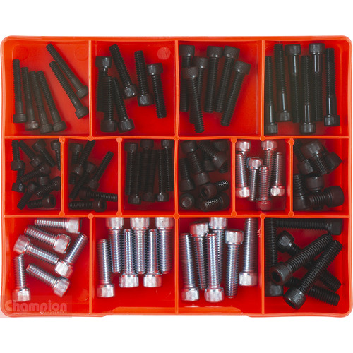 Champion CA1418 Socket Head Cap Screw BSW Assortment Kit, 92 Pieces