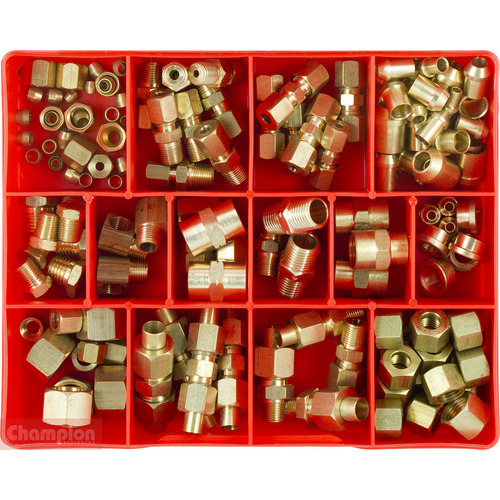 Champion CA178 Brass Fitting Industrial/Auto Assortment Kit, 155 Pieces