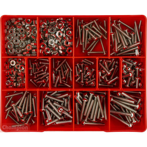 Champion CA228 Fine Thread Screw & Nut Assortment Kit, 300 Pieces