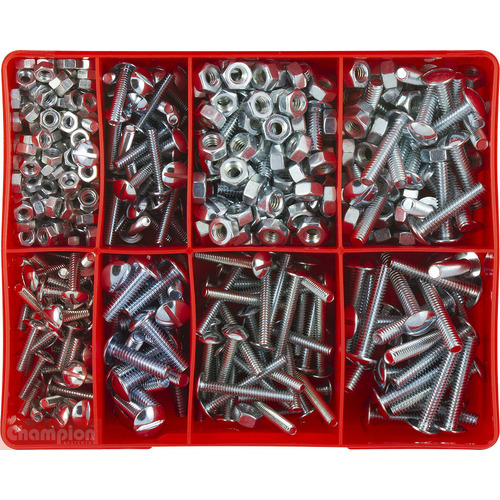 Champion CA252 Machine Screw & Nut UNC Assortment Kit, 300 Pcs