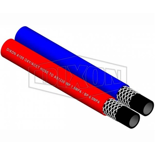 Dixon 5mm x 20m Rubber Twin Line Welding Hose Blue/Red A109005020