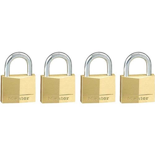 Master Lock 130QAU 30mm Diamond Brass Padlock 4/Pack KA, 4 Keys
