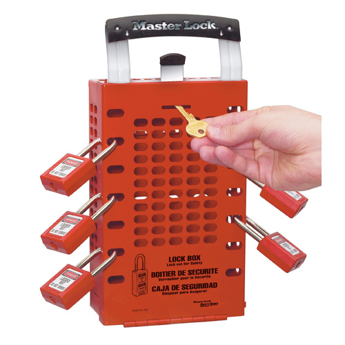 Master Lock Group Lockout Box - Red, Latch Tight Lock