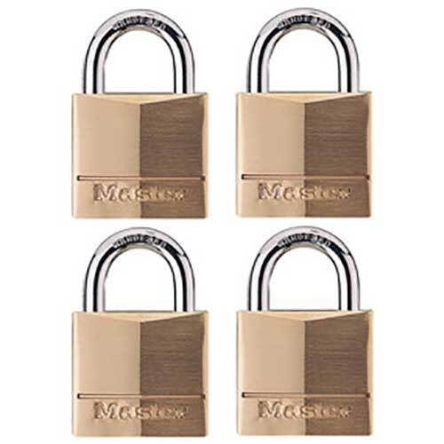 Master Lock 140QAU 40mm Diamond Brass Padlock KA- 4 Pack 4 Keys, Box of 4