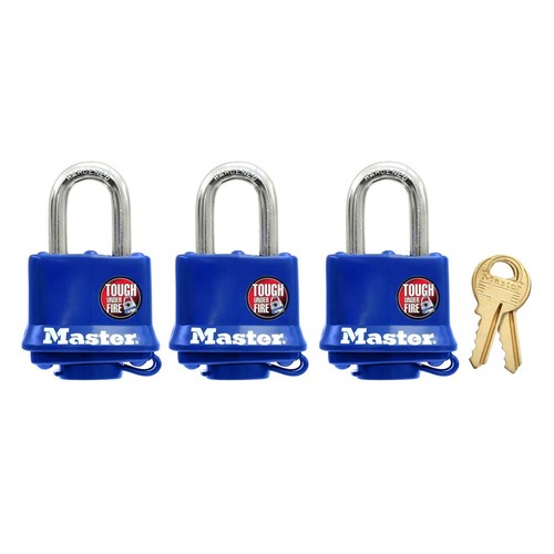 Master Lock 312TRIAU 40mm Thermoplastic Covered Steel Padlock 3 Pack KA