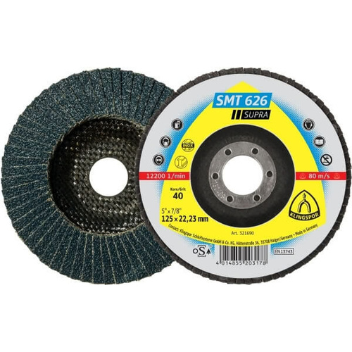 Klingspor Flap Disc 40 Grit 125mm x 22.23mm Bore Box of 10 - 321690